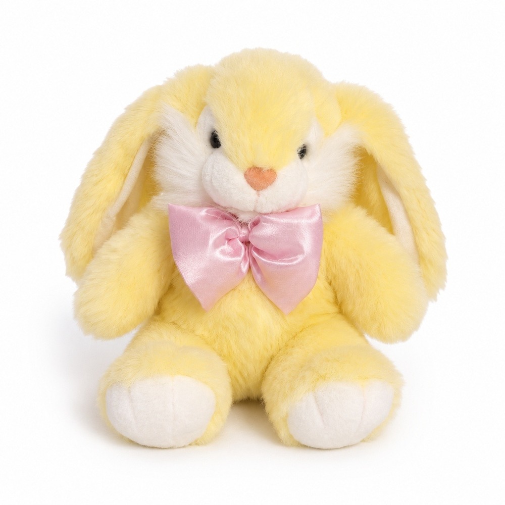 Kids of America Corp Plush Bunny Rabbit 10" Yellow Pink Bow Excellent Easter Toy